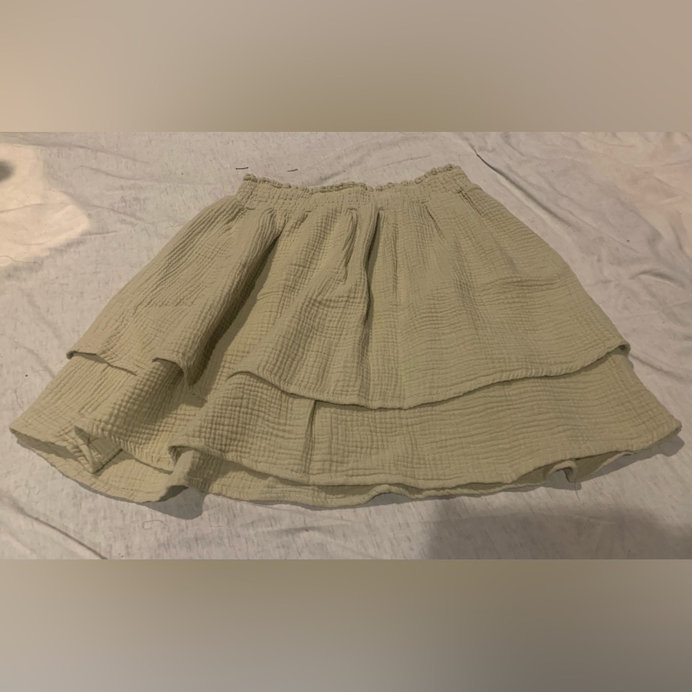 C&C California Soft Green Anna Guaze Tiered Skirt